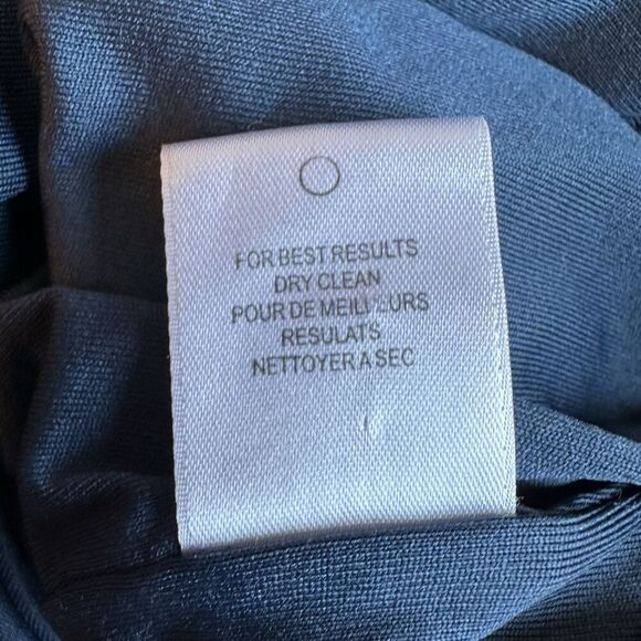 Halston Heritage One Shoulder Draped Ruched Cocktail Dress XS Blue Asymmetrical - Picture 7 of 8